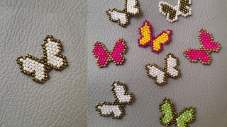 Beaded butterfly pendant brick stitchdiy [upl. by Aniweta]