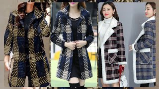 trendy top stylish check print women woolan winter ampfall jacket and coat design 2024Woolan jacket [upl. by Calisa]