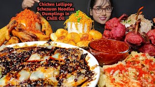 Eating different types of Noodles Chicken lollipop Spicy Momo  Big Bites  Mukbang  Asmr Eating [upl. by Anerok]