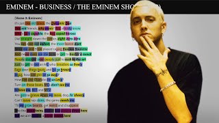 Eminem  Business Rhyme Scheme Highlighted [upl. by Ahsemit302]