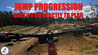 JUMP PROGRESSION Doesnt go exactly to plan Airfield Woodhill mtbjumps [upl. by Jarrid490]