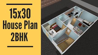 15x30 House Plan With 2 Bedrooms  50 Gaj Makan Ka Naksha  15 by 30 House Design [upl. by Lleneg]