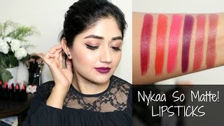 Nykaa Matte Lipsticks  Swatches Review  corallista [upl. by Rehpotsirhcnhoj]