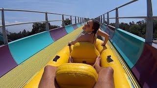 Aqua Rocket Water Slide with Lihot at Raging Waters LA [upl. by Teiluj569]