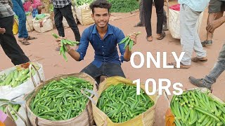 Aaj Bhindi Ka Rate Ekdam Sasta Ho Gaya  Cheapest Vegetable Market [upl. by Elonore]