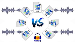 Сравнение Flac VS Mp3 m4a aac ogg wma в audacity [upl. by Lipfert]