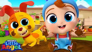 Baby John and Bingo have Fun in the Mud  Little Angel Kids Songs amp Nursery Rhymes [upl. by Giordano]