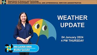 Public Weather Forecast issued at 4PM  January 4 2024  Thursday [upl. by Lanny]