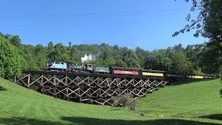 Thomas The Tank Engine And A 100 Year Old Steam Engine Crossing A Trestle In 4K [upl. by Oeram]