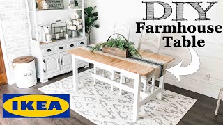 Farmhouse Table DIY  IKEA HACK [upl. by Amersham]