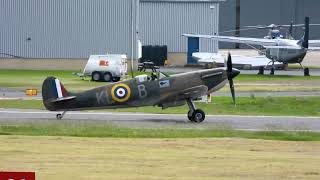 Supermarine Spitfire P7350 of the BBMF departing Gloucestershire airport Staverton 1162022 [upl. by Aeriela521]