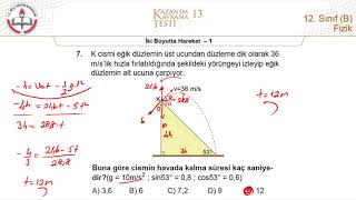 12B MEB Fizik Kazanım Kavrama Testi13 İki Boyutta Hareket1 20182019 [upl. by Luapleahcim]