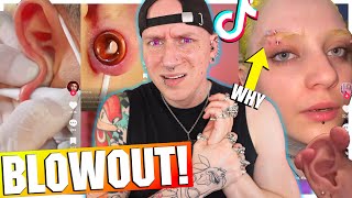 Ear Stretching BLOWOUT that DESTROYED His Ear  New TikTok Piercing Fails  Roly [upl. by Lamond]