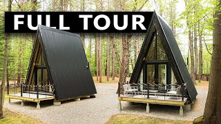 AFRAME CABIN PREFAB KIT HOTEL FULL TOUR DEN Outdoors DIY Cabin Build [upl. by Sissy]