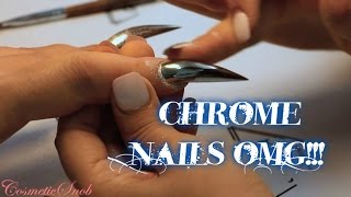 Chrome Nails Demo Stiletto Nails  CosmeticSnob [upl. by Lamonica]