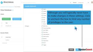 How to modify database user privileges in DirectAdmin Fusionhost [upl. by Larine]