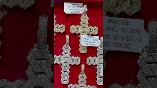 TraxNYC Reviews 14K Gold Cuban Link Diamond Cross 66168 [upl. by Savinirs]