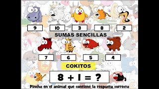 Juego Educativo Sumas Sencillas  COKITOS [upl. by Kaliski595]