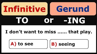 GERUNDing or INFINITIVE to  Grammar Quiz [upl. by Natsreik]