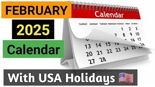 Feb 2025 Calendar US 🇺🇸  February 2025  2025 Calendar With Holidays  Valentine Day 2025 [upl. by Aret214]