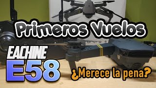 👍Eachine E58 👍Unboxing y primeros vuelos como volar y explicación botones mando [upl. by Ardnassak920]