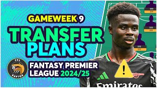 SAKA OUT ❌  FPL GAMEWEEK 9 TRANSFER PLANS  Fantasy Premier League Tips 202425 [upl. by Rosy331]