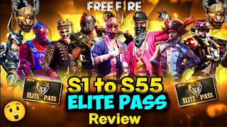 All Elite Pass Bundle Review In Free Fire  Season 1 To Season 55 Elite Pass Bundle Review Free Fire [upl. by Ellingston]