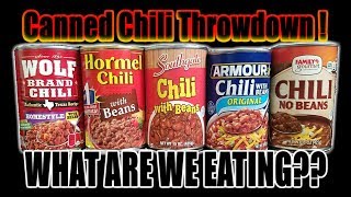 Canned Chili Throwdown ­ Who Has The Best Chili  WHAT ARE WE EATING  The Wolfe Pit [upl. by Naamann]