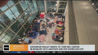 Gov Healey to open shelter overflow site in Boston to move migrants out of Logan [upl. by Assehc]