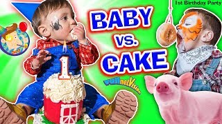 BABY vs CAKE Shawns 1st Birthday Party Family Games amp Activities w FUNnel Vision  Presents [upl. by Pokorny605]