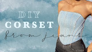 DIY Sewing Tutorial Jeans To Corset Upcycle 2  Inspired By Myah [upl. by Hennessy]