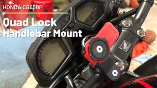 Honda CB650F Phone Holder  QuadLock Motorcycle Mount [upl. by Xenos]