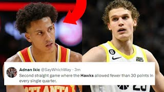 NBA FANS REACT TO ATLANTA HAWKS BEATING UTAH JAZZ  HAWKS VS JAZZ REACTIONS [upl. by Suriaj473]