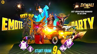 EMOTE PARTY EVENT RETURN DIWALI EVENT FF  FREE FIRE NEW EVENT  FF NEW EVENT  NEW EVENT FREE FIRE [upl. by Darya]