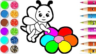 Coloriage ABEILLE Pour bébé et enfants APPRENDRE À DESSINER vidéo éducative amp Planète coloriage [upl. by Ervine]