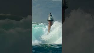 Lighthouse vs Giant Waves – Can It Survive lighthouse bigwaves ocean [upl. by Nwahsit]