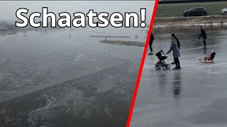 schaatsen op de uiterwaarden bij Zwartsluis [upl. by Olivia]