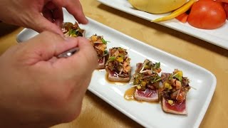 Seared Tuna With Mango Salsa  How To Make Sushi Series [upl. by Nangem]