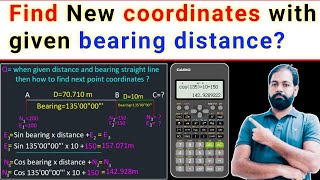 how to calculate coordinates  easting northing from known points distance and bearing [upl. by Giuditta]