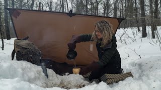 Cowboy Coffee Splitwood Fire Oilskin Tarp [upl. by Ellitnahc317]