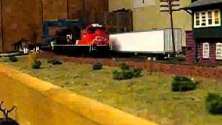 HO Scale MTH SD70M2 CN on CVSRR layout [upl. by Tur377]