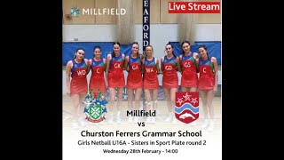 Millfield Sport  Netball GirlsU16A v Churston Ferrers Grammar School [upl. by Estevan]