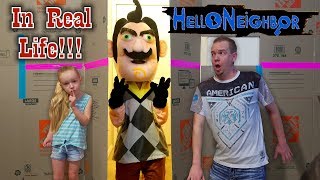 Hello Neighbor in Real Life Squishy Scavenger Hunt Game in Huge Box Fort Maze [upl. by Nibur]