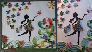 Paper Quilling Easy quilling girl Paper quilling girl wall artHome Decoration idea [upl. by Nanoc]