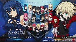 Melty Blood Type Lumina  All Characters amp Colors  Stages amp DLC Powered Ciel amp Mario Updated [upl. by Eliath]