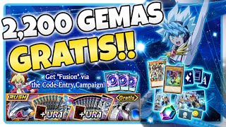 2200 GEMAS GRATIS Codigo SECRETO y Mas Cosas GRATIS  YuGiOh Duel Links [upl. by Ymmor]