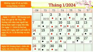 Lịch âm tháng 1 năm 2024 Lịch âm hôm nay Lịch vạn niên 2024 Ngày tốt xấu tháng 12024 [upl. by Attenra418]