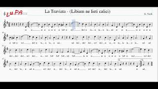 La traviata Libiam ne lieti calici  Flauto  Note  Spartito  Karaoke  Instrumental  Canto [upl. by Idalia]