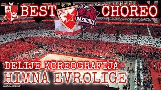 Crvena Zvezda Baskonia  Delije koreografija i nadglašavanje himne Evrolige [upl. by Eiknarf]