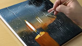 How to Draw a Rainy Night  Acrylic Painting for Beginners  STEP by STEP [upl. by Aleel]